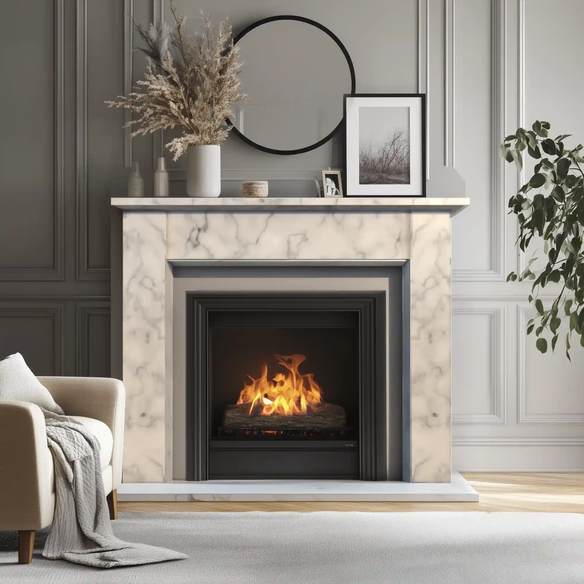 Marbella Classic Marble and Sandstone Fireplace Mantel Universal Exports Jodhpur