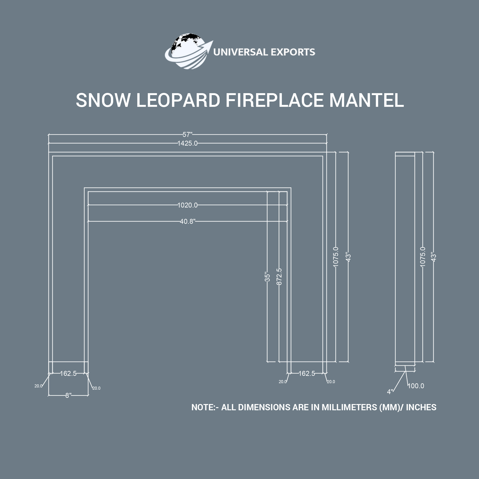 Snow Leopard Fireplace Mantel Size Universal Exports Jodhpur
