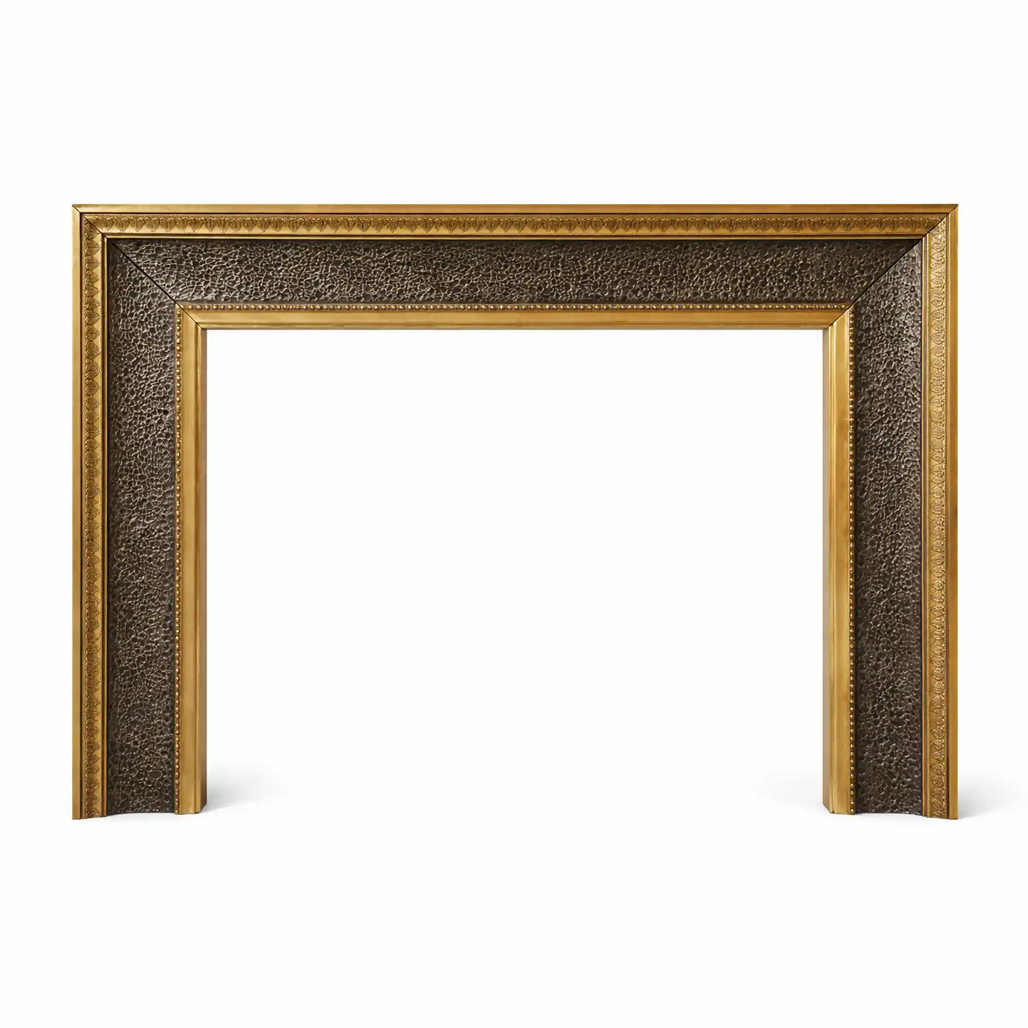 Textured Metal and Brass Fireplace Mantel Surround Universal Exports
