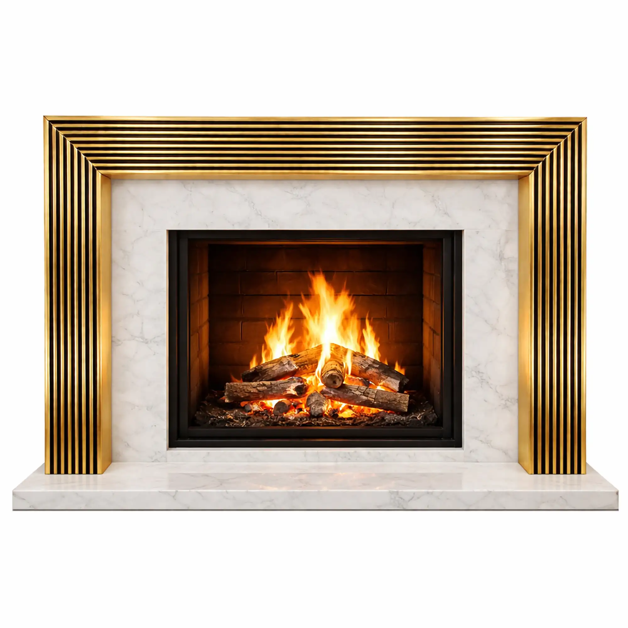 Universal Exports Jodhpur Antiqued Fluted Brass Fireplace Mantel Surround