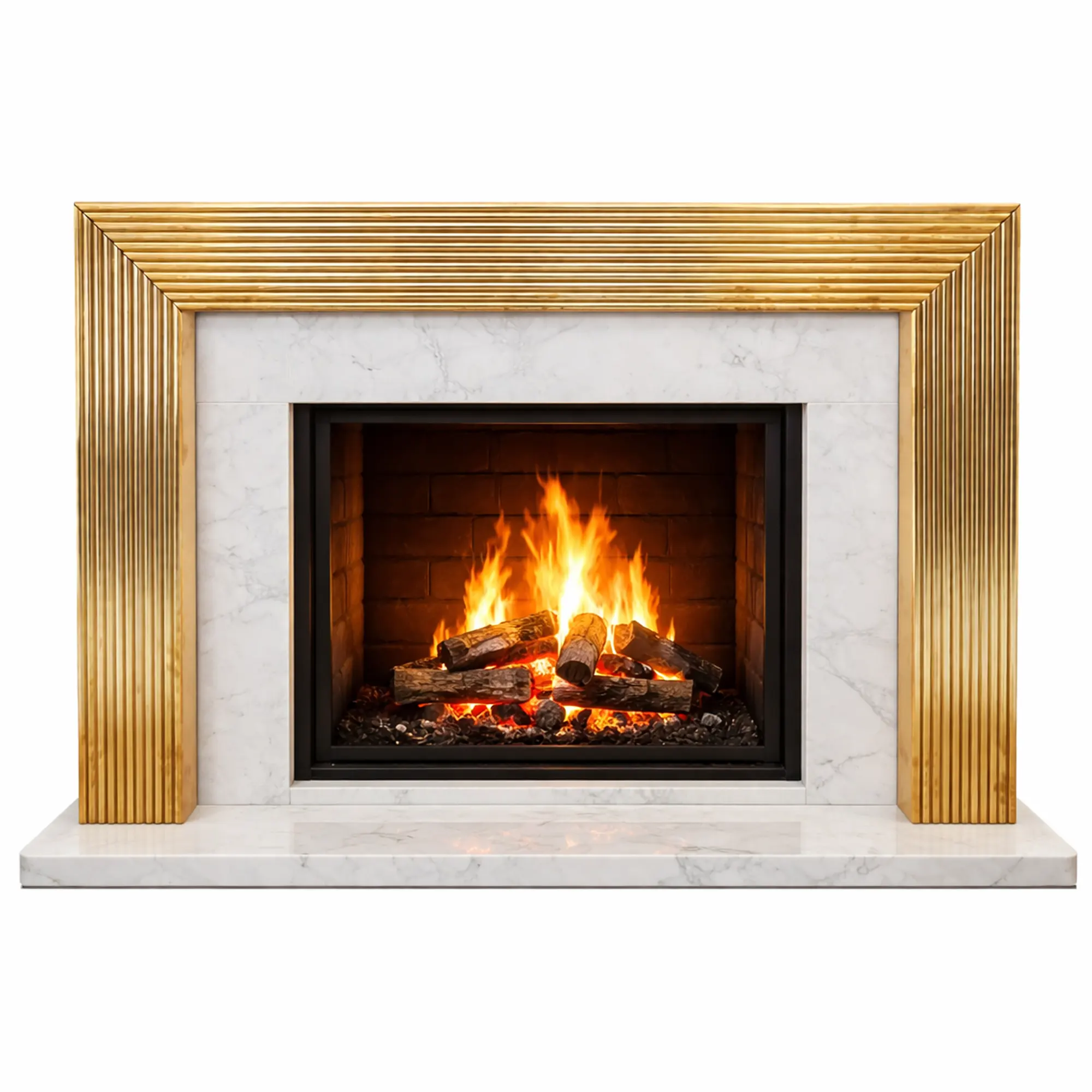 Universal Exports Jodhpur Fluted Brass Fireplace Mantel Surround