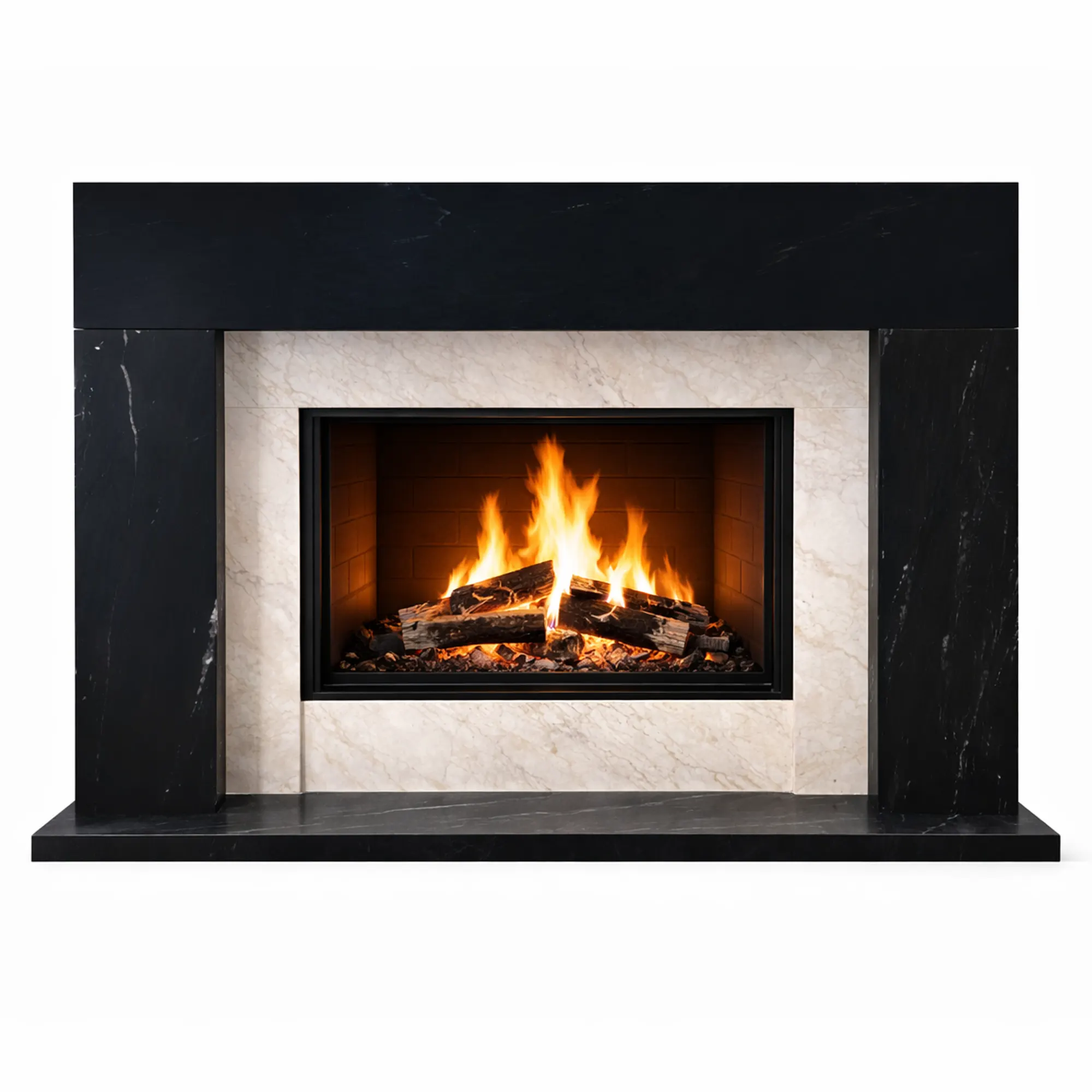 Universal Exports Jodhpur Noir Black Marble Fireplace Mantel Surround