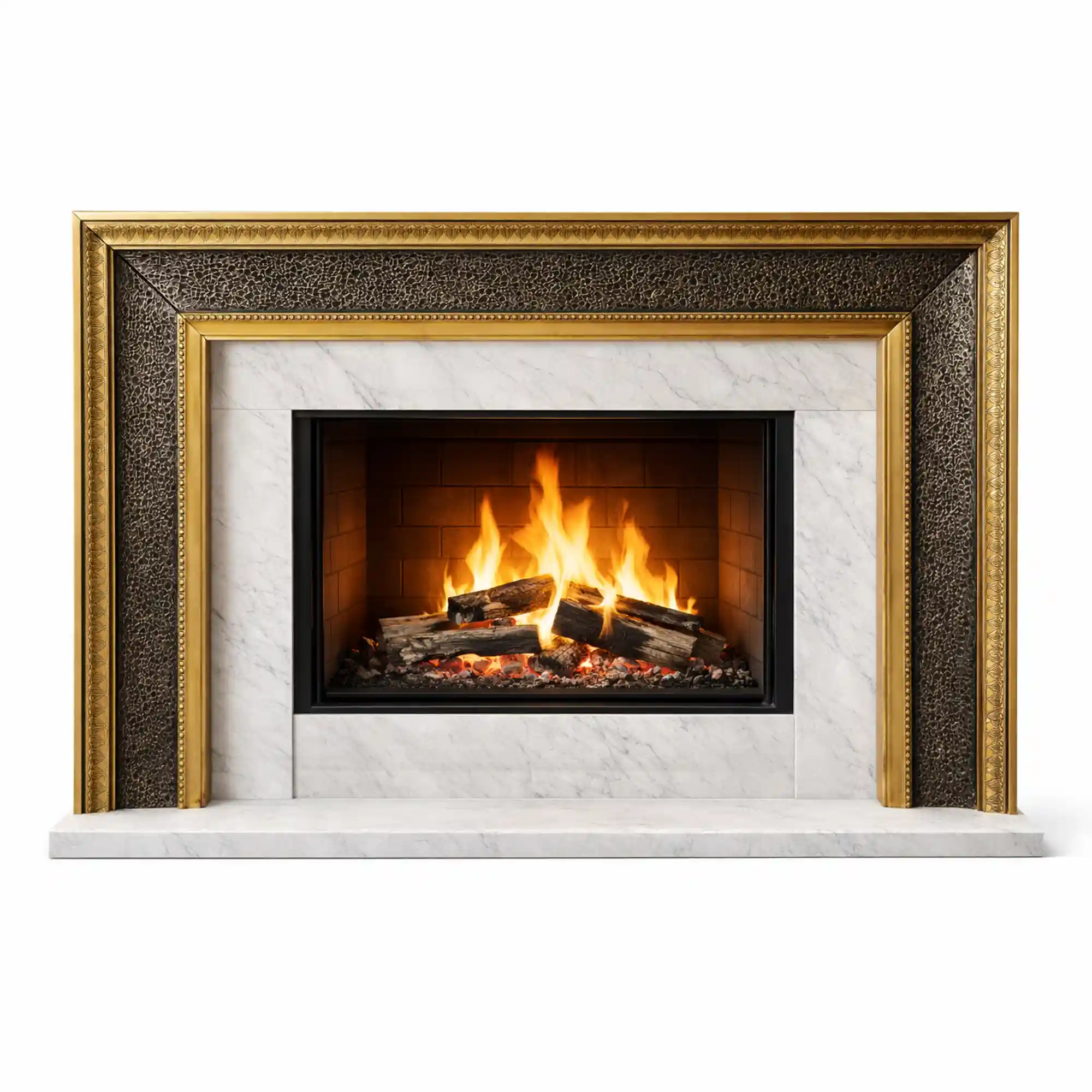 Universal Exports Jodhpur Textured Metal and Brass Fireplace Mantel Surround